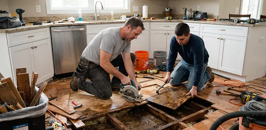 Kitchen Floor Water Damage Repair in Moreno Valley